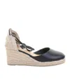 Castaã±er Closed Toe Leather Wedge Espadrilles In Black