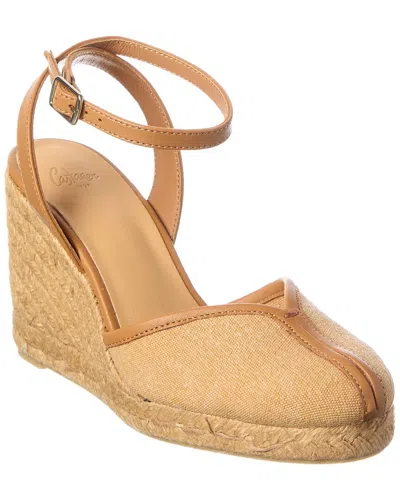 Castaã±er Castaner Cecilia Cotton Wedge Sandal In Brown