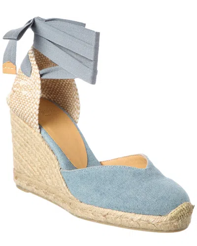 Castaã±er Castaner Chiara Cotton Wedge Sandal In Blue