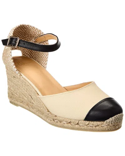 Castaã±er Castañer Coraline Leather & Canvas Wedge Sandal