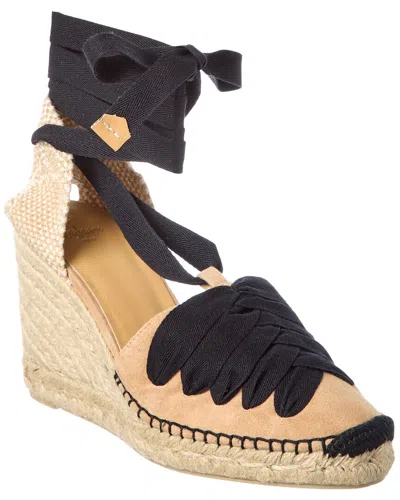 Castaã±er Castañer Curtis Suede Wedge Sandal In Black