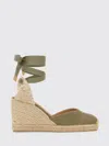 Castañer Green Solid Carina Wedges In Green