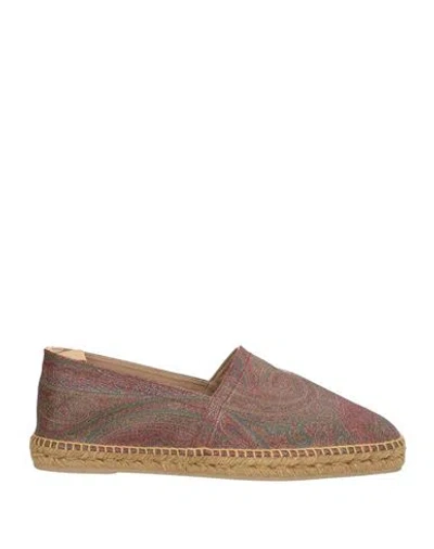 Castaã±er Castañer Etro X Castañer Man Espadrilles Burgundy Size 9 Leather In Multi