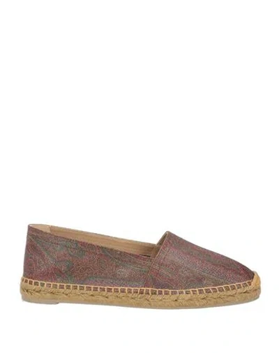 Castaã±er Castañer Etro X Castañer Woman Espadrilles Chocolate Brown Size 6.5 Textile Fibers In Multi