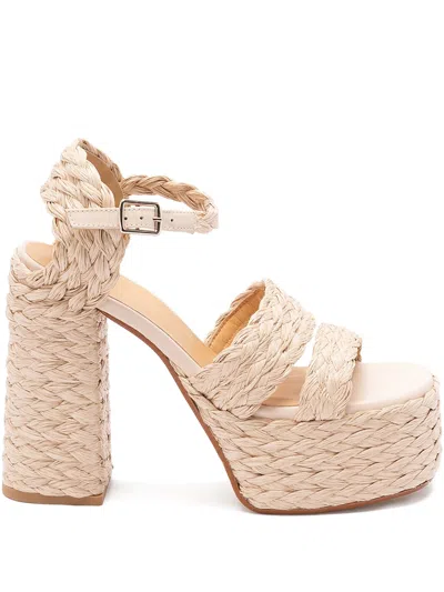 Castaã±er Fresa Braided Heeled Sandals In Neutral