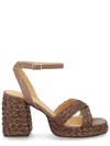Castañer Grey Raffia Leather Heels In Brown
