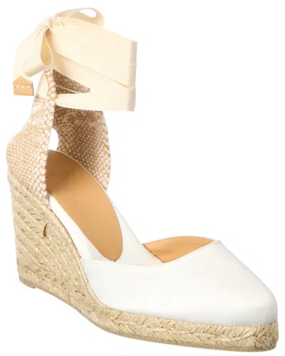 Castaã±er Castañer Joyce Satin Wedge Sandal In White