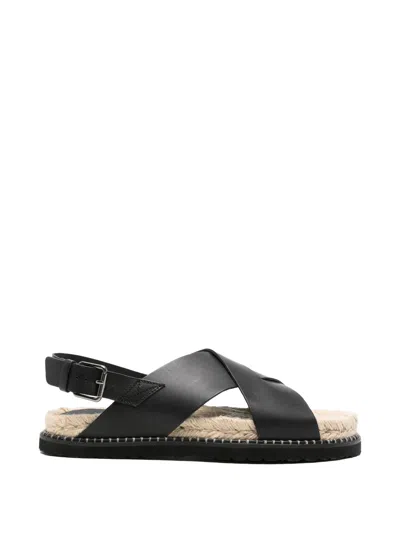 Castaã±er Tiago Crossover-strap Leather Sandals In Black