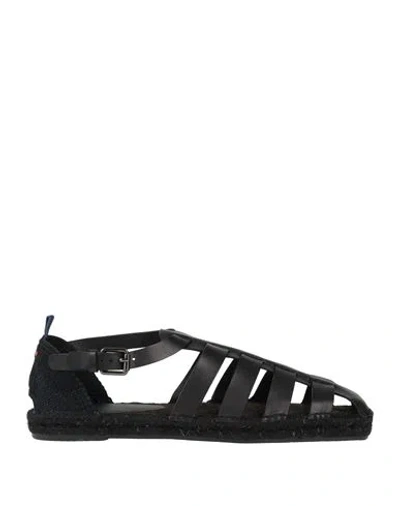 Castaã±er Castañer Man Espadrilles Black Size 9 Leather, Textile Fibers