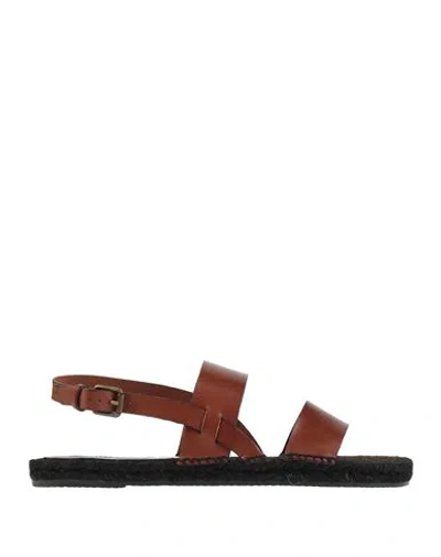 Castaã±er Castañer Man Espadrilles Brown Size 9 Leather