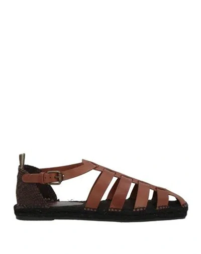 Castaã±er Castañer Man Espadrilles Brown Size 9 Leather