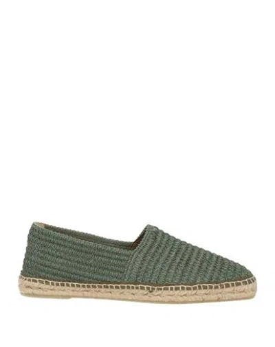 Castaã±er Castañer Man Espadrilles Military Green Size 9 Textile Fibers