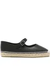 Castaã±er Black Leather Espadrilles In Black
