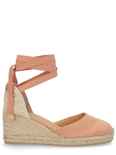 Castaã±er Castañer Pink Cotton Leather Heel