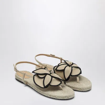 Castaã±er Castañer  Sandal In Sand Color With Flower In Neutral