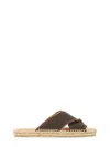 Castaã±er Cross Strap Espadrille Sandal With Frayed Edges In Brown