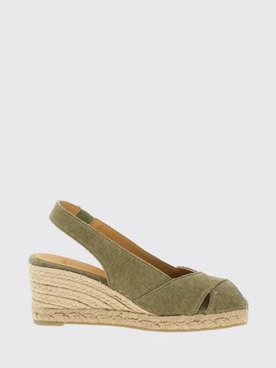 Castaã±er Green Slingback Wedges In Red