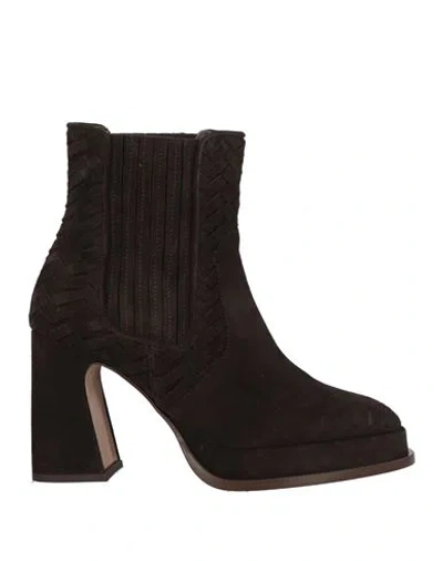 Castaã±er Castañer Woman Ankle Boots Dark Brown Size 7.5 Leather
