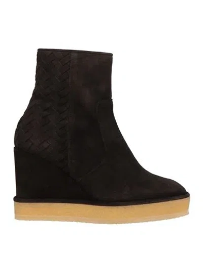Castaã±er Castañer Woman Ankle Boots Dark Brown Size 7.5 Leather