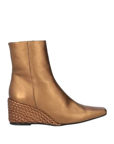 Castaã±er Castañer Woman Ankle Boots Mustard Size 7.5 Leather In Multi