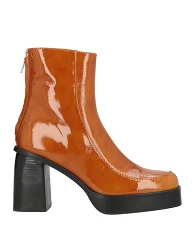 Castaã±er Castañer Woman Ankle Boots Tan Size 6.5 Leather In Brown
