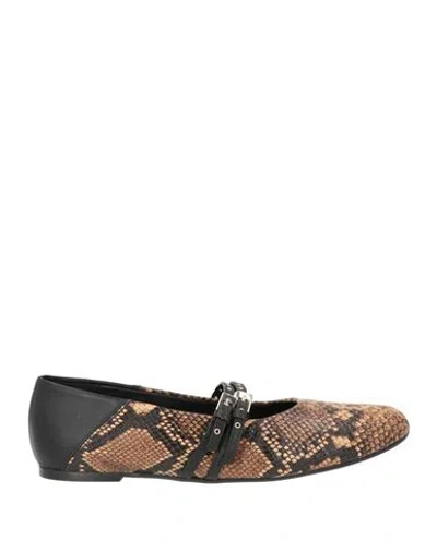 Castaã±er Castañer Woman Ballet Flats Beige Size 7.5 Leather In Brown