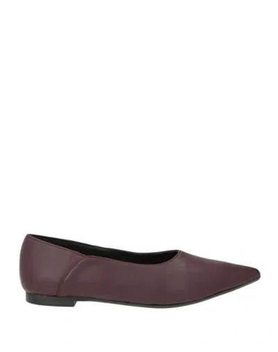 Castaã±er Castañer Woman Ballet Flats Burgundy Size 7.5 Leather In Red