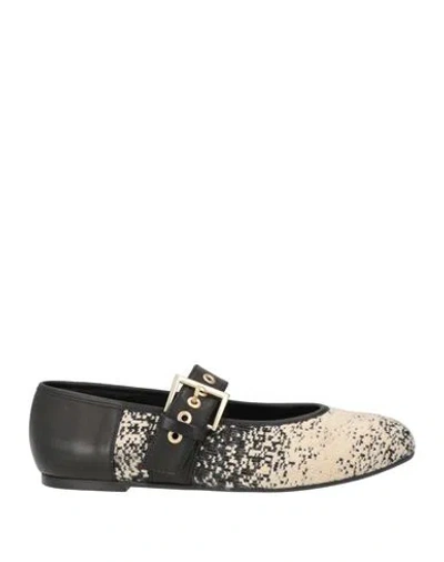 Castaã±er Castañer Woman Ballet Flats Cream Size 6.5 Textile Fibers, Leather In White