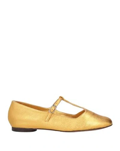 Castaã±er Castañer Woman Ballet Flats Gold Size 5 Leather