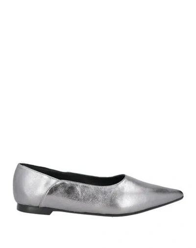 Castaã±er Castañer Woman Ballet Flats Silver Size 7.5 Leather