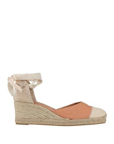 Castaã±er Castañer Woman Espadrilles Apricot Size 7.5 Textile Fibers In Orange