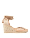 Castaã±er Castañer Woman Espadrilles Beige Size 6 Soft Leather, Textile Fibers