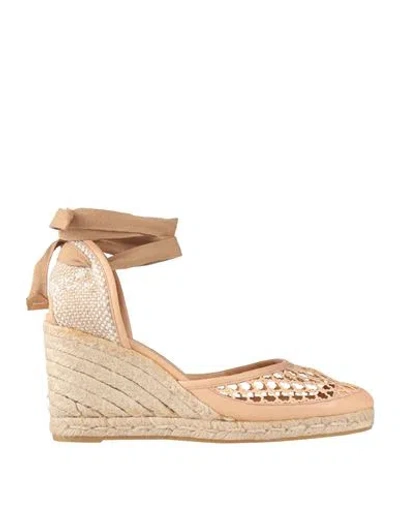 Castaã±er Castañer Woman Espadrilles Beige Size 6 Soft Leather, Textile Fibers