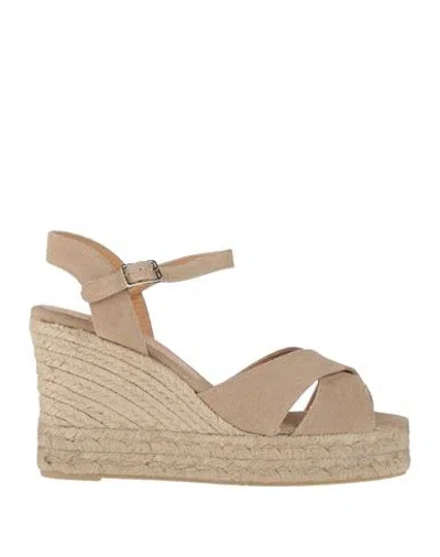 CASTAÃ±ER CASTAÑER WOMAN ESPADRILLES BEIGE SIZE 6 TEXTILE FIBERS