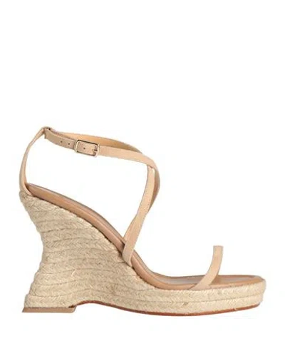 Castaã±er Castañer Woman Espadrilles Beige Size 7.5 Leather In Brown