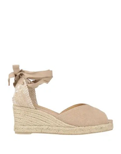 Castaã±er Castañer Woman Espadrilles Beige Size 7.5 Textile Fibers In Gold
