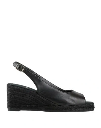 Castaã±er Castañer Woman Espadrilles Black Size 5 Leather