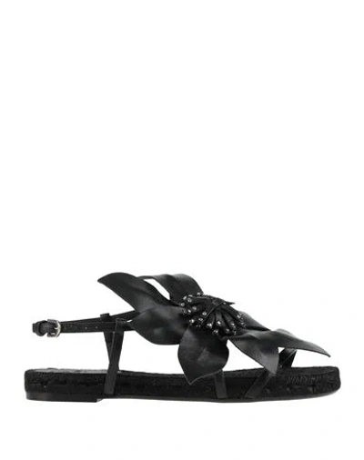 Castaã±er Castañer Woman Espadrilles Black Size 7.5 Leather