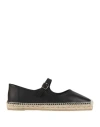 Castaã±er Black Leather Espadrilles In Black