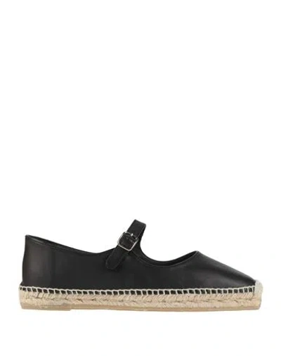 CASTAÃ±ER CASTAÑER WOMAN ESPADRILLES BLACK SIZE 7.5 LEATHER