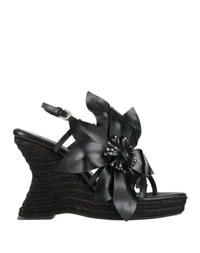 Castaã±er Castañer Woman Espadrilles Black Size 7.5 Leather