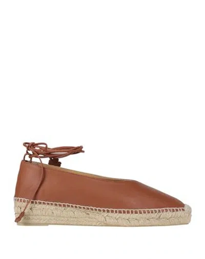 Castaã±er Castañer Woman Espadrilles Brown Size 7.5 Leather In Multi