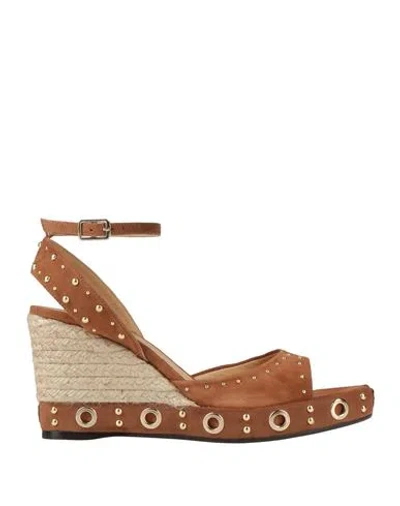 Castaã±er Castañer Woman Espadrilles Brown Size 7.5 Leather In Multi