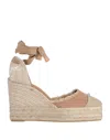 Castaã±er Clarina Canvas Wrap Tall Espadrilles In Beige