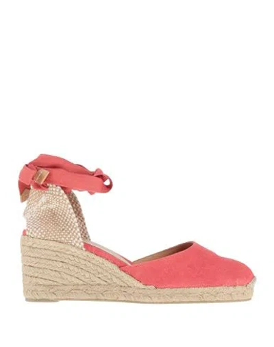 CASTAÃ±ER CASTAÑER WOMAN ESPADRILLES CORAL SIZE 6.5 TEXTILE FIBERS