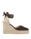 Castaã±er Castañer Woman Espadrilles Dark Brown Size 7.5 Textile Fibers