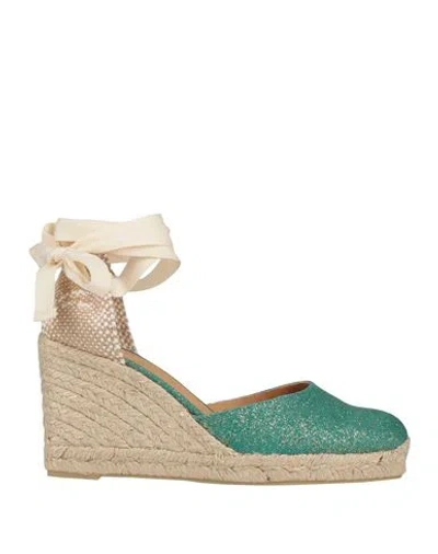 Castaã±er Castañer Woman Espadrilles Emerald Green Size 7.5 Textile Fibers