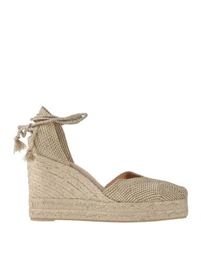 Castaã±er Castañer Woman Espadrilles Gold Size 10 Textile Fibers In Brown