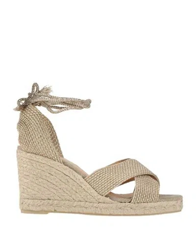 Castaã±er Castañer Woman Espadrilles Gold Size 7.5 Leather, Textile Fibers In Neutral