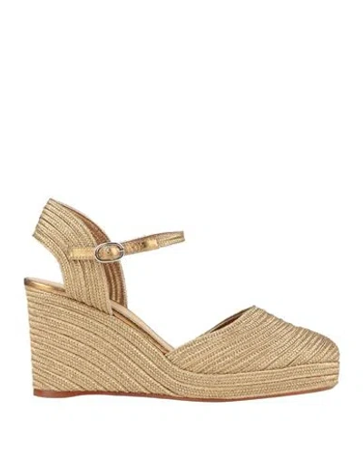 Castaã±er Castañer Woman Espadrilles Gold Size 7.5 Textile Fibers In Neutral